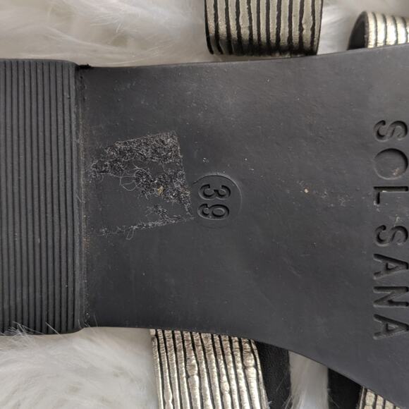 Anthropologie SOL Sana Gold Black Slide Sandal 8.5 - Picture 4 of 9